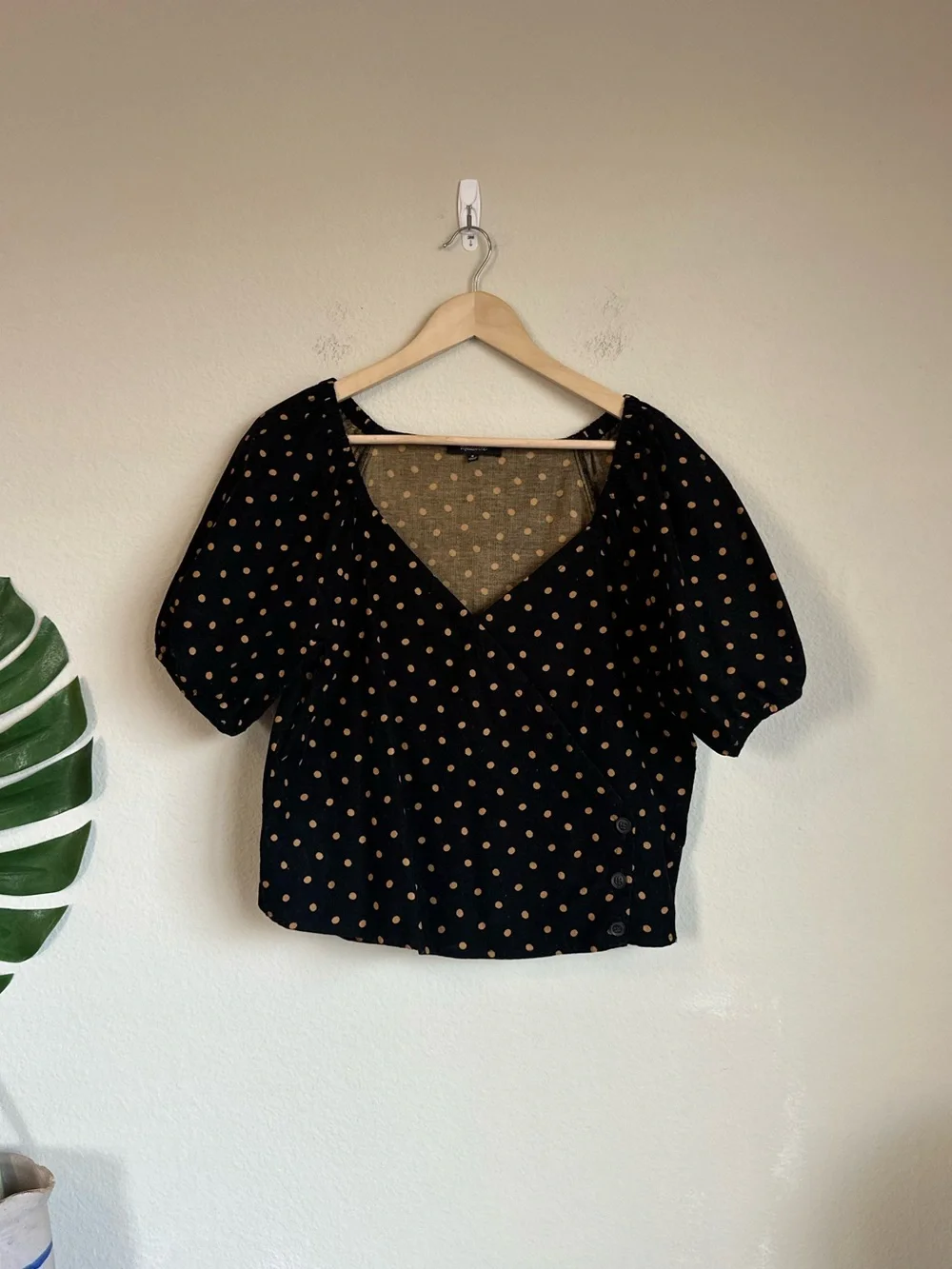 Madewell Corduroy Polka Dot Wrap Top